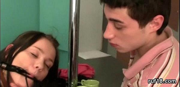  boy gives his submissive teen girlfriend a hard open handed spanking